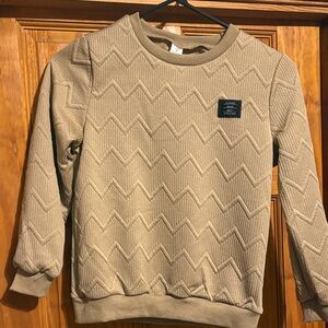 Boys Tan Sweater with Chevron Pattern